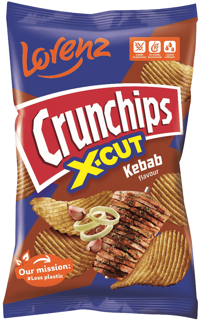 Chipsy Crunchips X-cut kebab z cebulką 130g widok 1