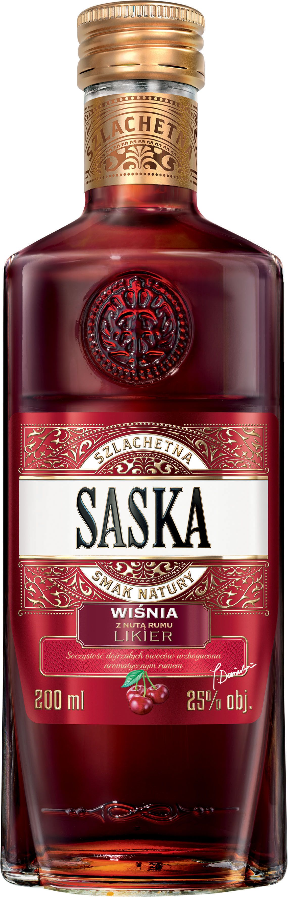 Likier Saska wiśnia z rumem 200ml 25% widok 1