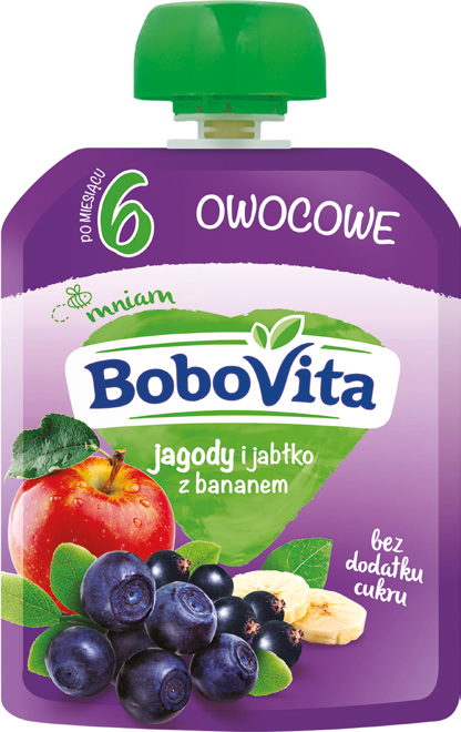 Deser w tubce jagoda jabłko banan Bobovita 80g widok główny