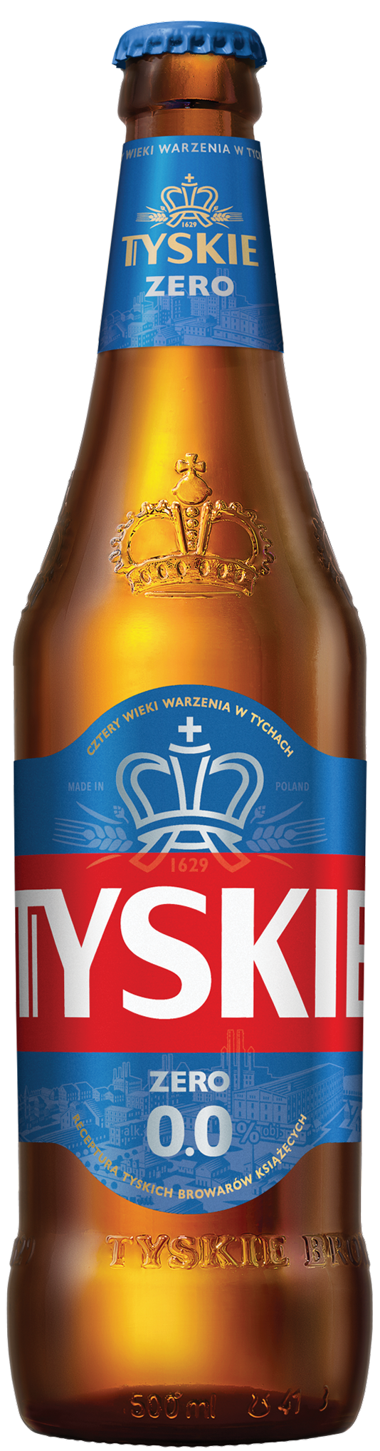 Piwo Tyskie 0,5l 0% but. zw. widok główny