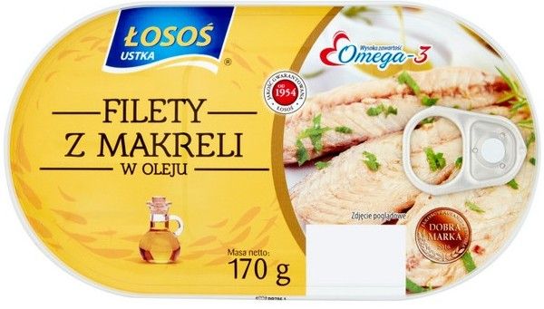 Filet z makreli w oleju Łosoś Ustka 170/102g widok główny