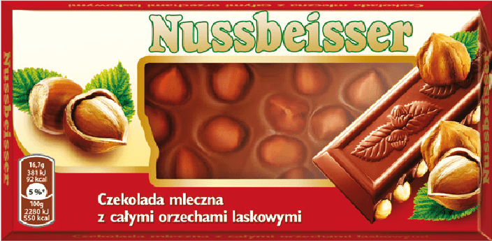 Czekolada mleczna z całymi orzech Nussbeisser 100g widok główny