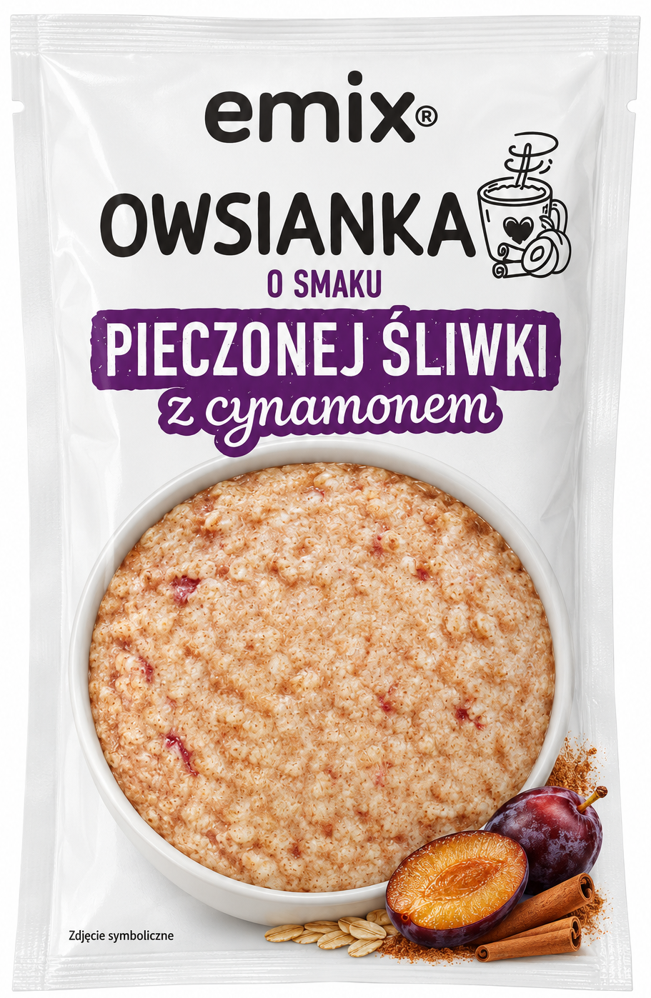Owsianka pieczona śliwka z cynamonem Emix 55g widok 1