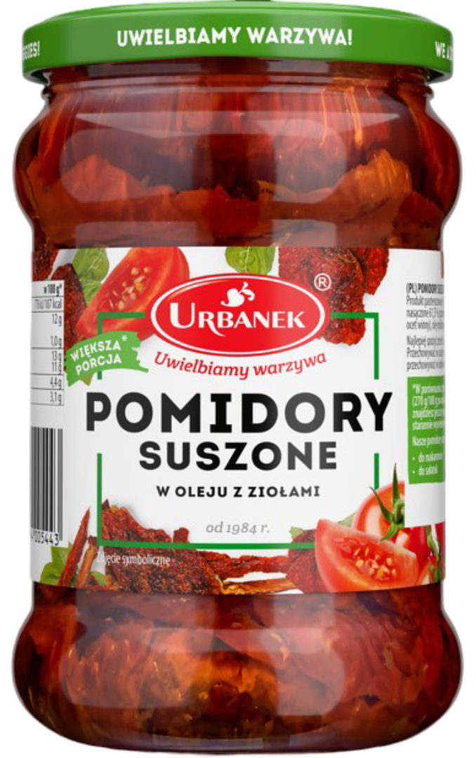 Pomidory suszone w oleju z zioł Urbanek 340/230g widok 1