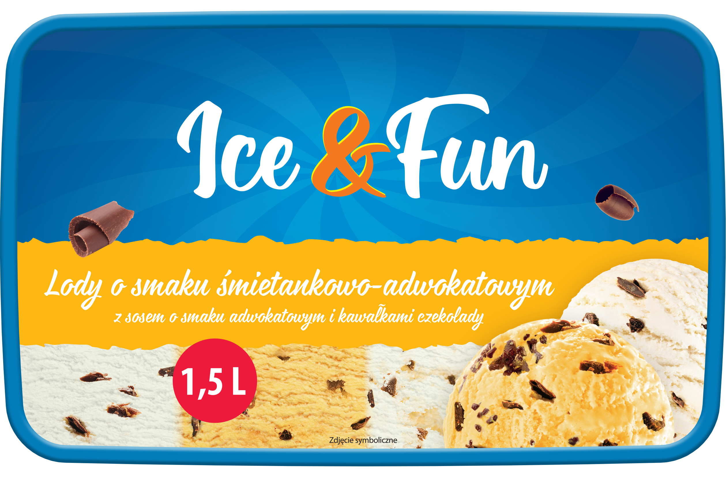 Zdjęcie produktu - Lody o sm. śmietankowo adwokatowym Ice&Fun 1,5l