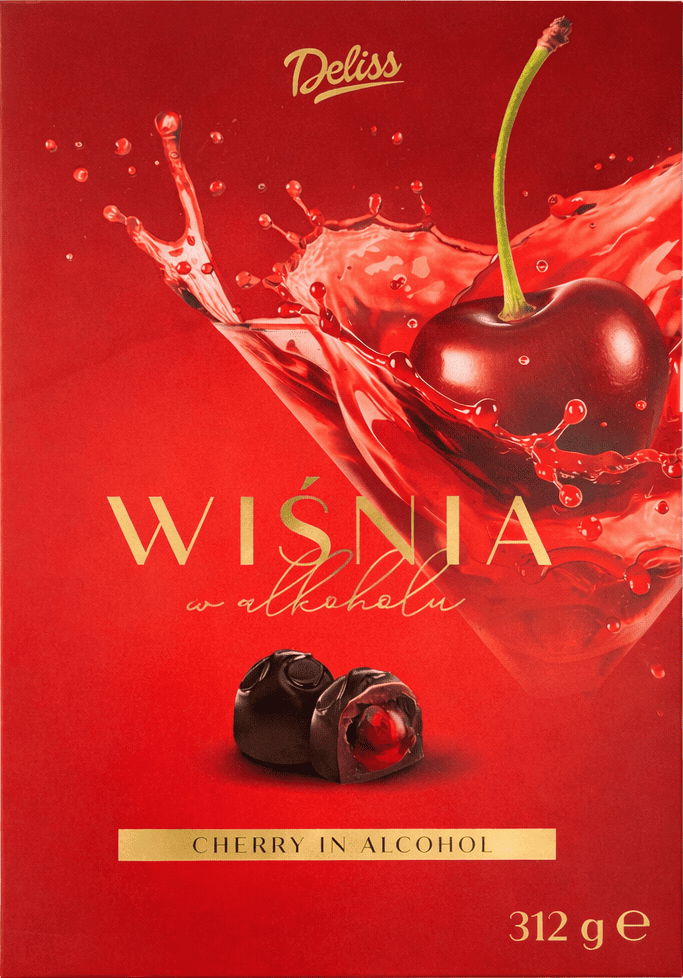 Bombonierka wiśnia w alkoholu Deliss 312g widok 1
