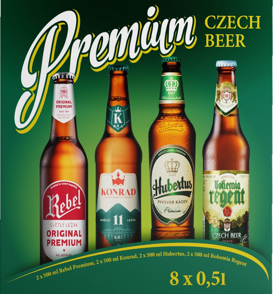 Zestaw piw czeskich Premium 5% 8x0,5l but.bzzw. widok 1