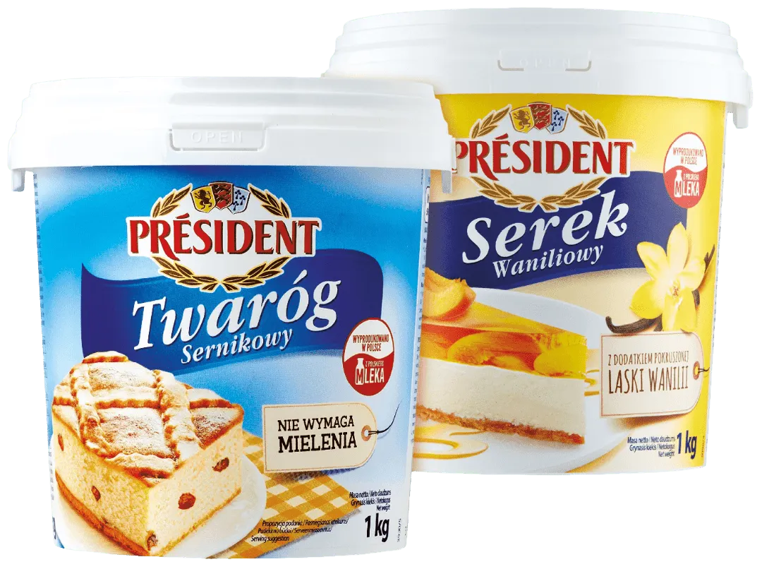 Twaróg sernikowy President 1kg widok tła