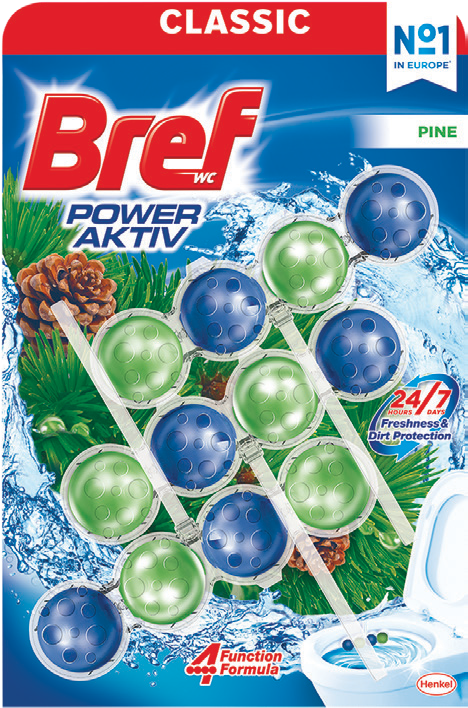 Zawieszka do wc Bref power aktiv sosna 3x50g widok 1