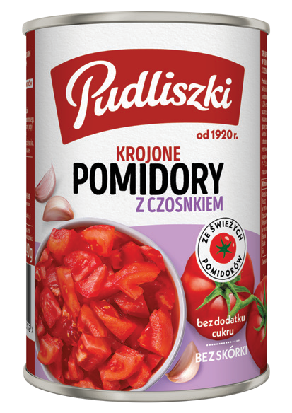 Pomidory krojone z czosnkiem Pudliszki 400/240g widok 1