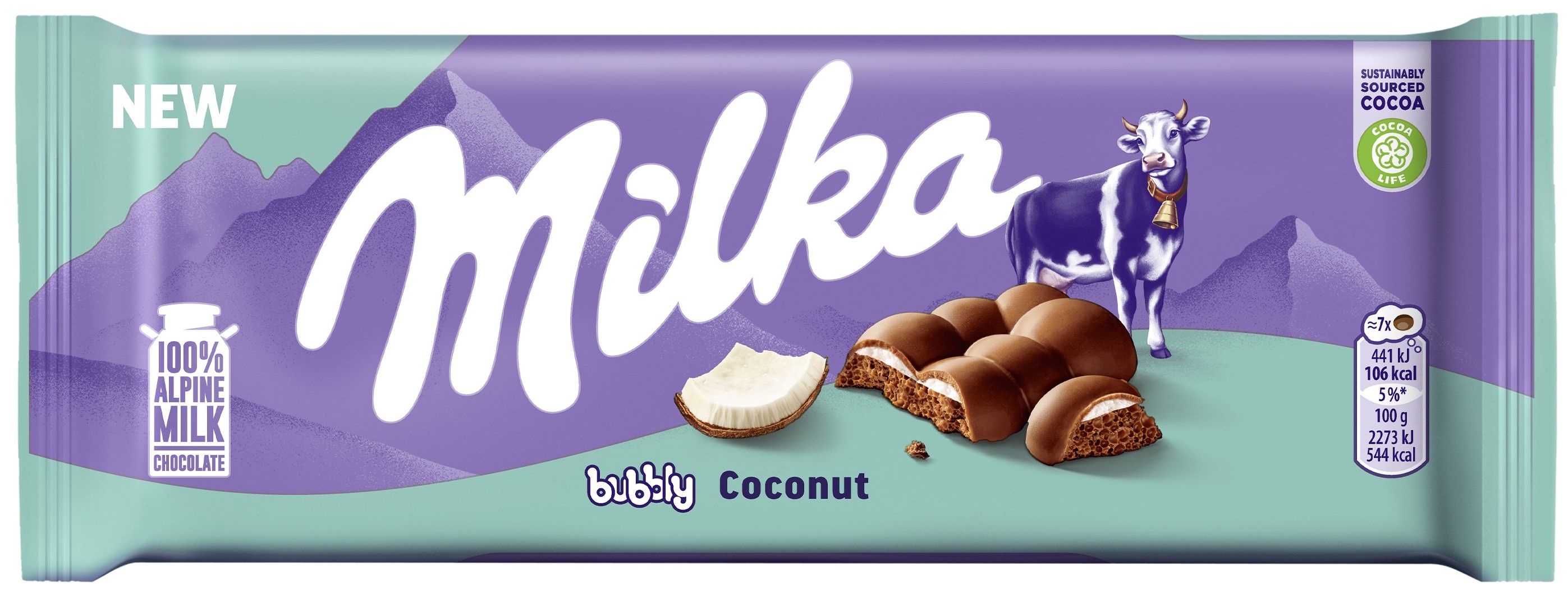 Czekolada bubbly coconut Milka 97g widok 1