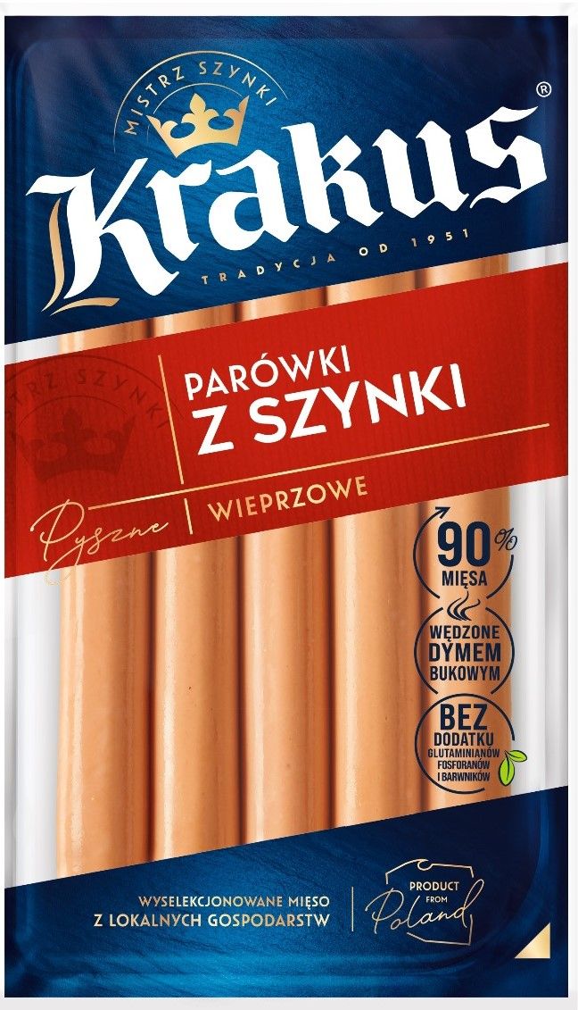 Parówki z szynki Krakus 240g widok główny