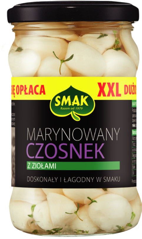 Czosnek marynowany z ziołami Smak 290/180g widok główny