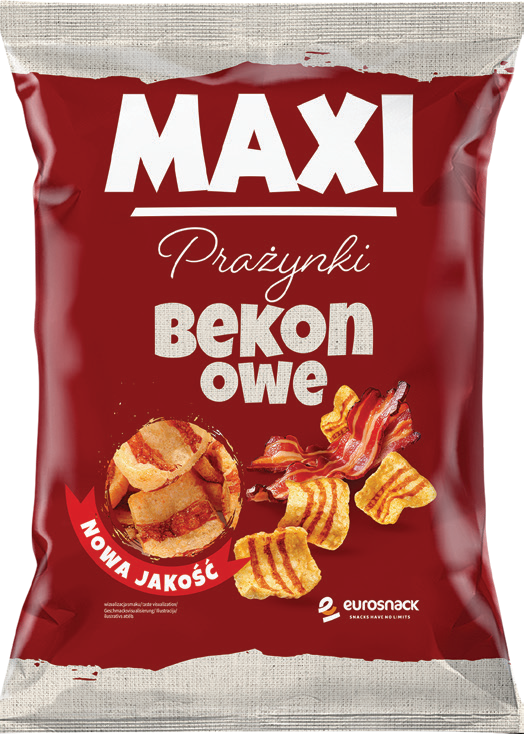 Prażynki Maxi o smaku bekonowym Eurosnack 130g widok główny