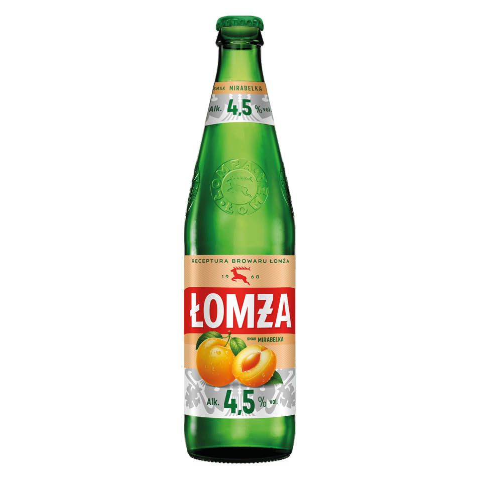 Piwo Łomża mirabelka 0,5l 4,5% but. bzzw. widok 1