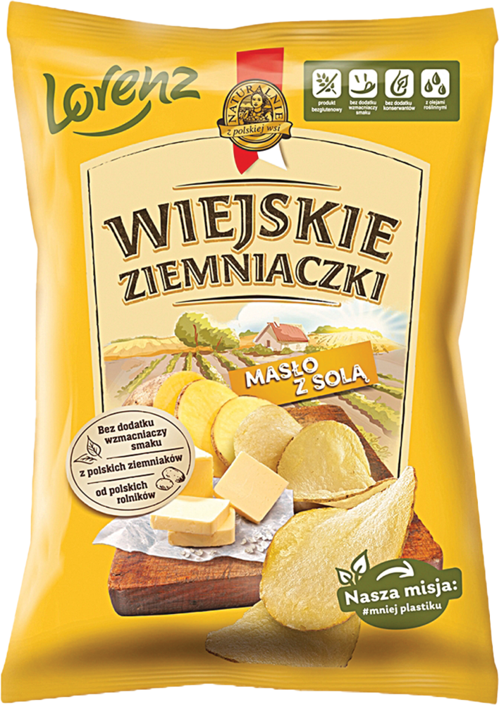 Chipsy masło z solą Wiejskie Ziemniaczki 130g widok główny 