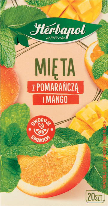 Herbatka ziołowa mięta pom. mang. Herbapol 20x1,5g widok główny