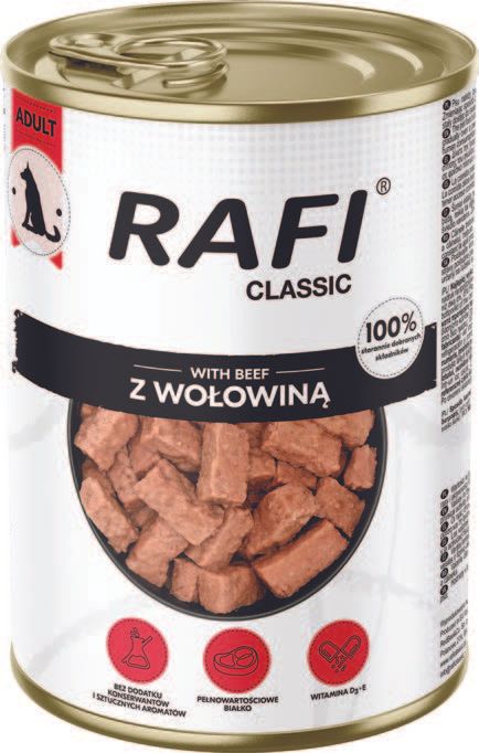 Karma dla psa mokra z wołowiną Rafi 1,24kg widok 1