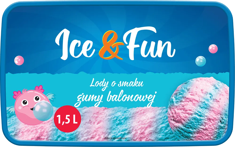 Lody o smaku gumy balonowej Ice&Fun 1,5l widok 1