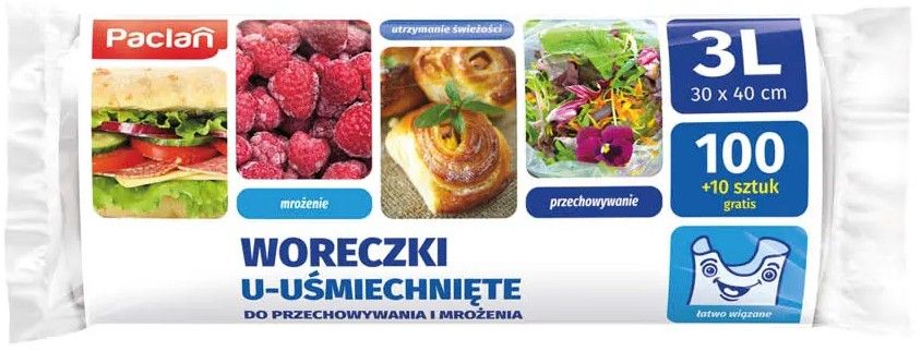 Woreczki U-Uśmiechnięte Paclan 3l 100+10szt.gratis widok 1