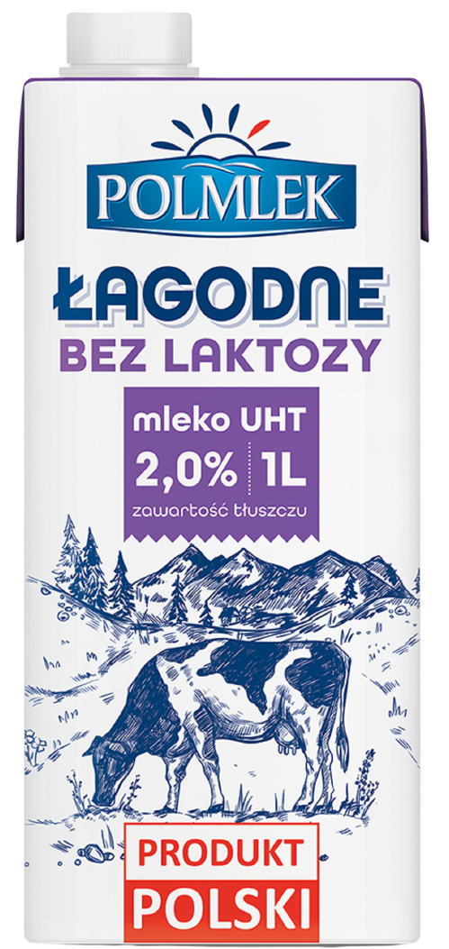 Mleko UHT 2% bez laktozy łagodne Polmlek 1l widok 1