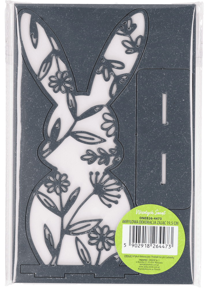 Dekoracja akrylowa zając 19,5cm WN26 widok główny 