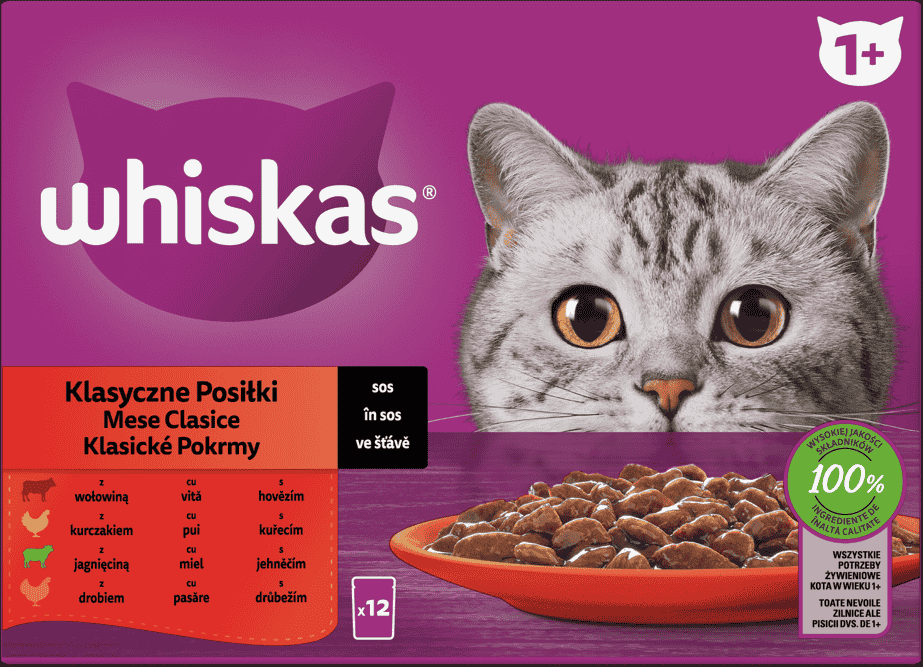 Karma dla kota mokra drób/jag/woł Whiskas 12x85g widok 1