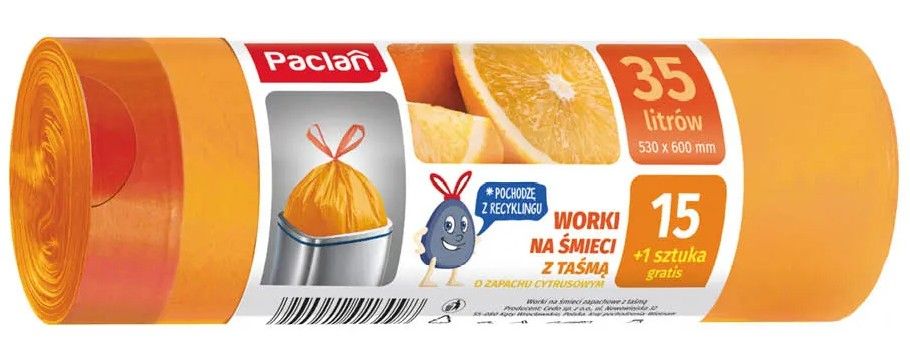 Worki na śmieci z taśmą Paclan 35l 15+1szt gratis widok główny