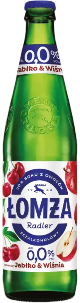 Napój piwny Łomża Radler ja wiś 0,5l 0% but. bzzw. widok główny 