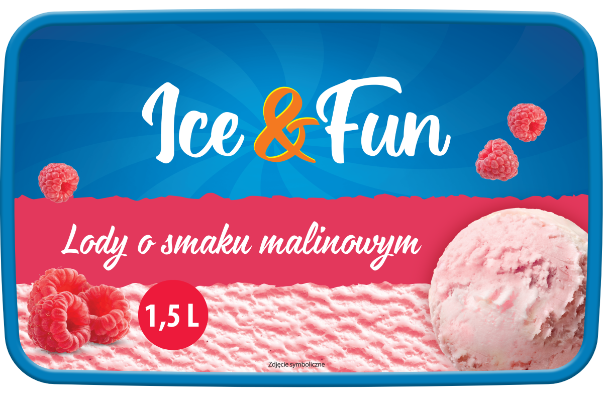 Zdjęcie produktu - Lody o sm. malinowym Ice&Fun 1,5l