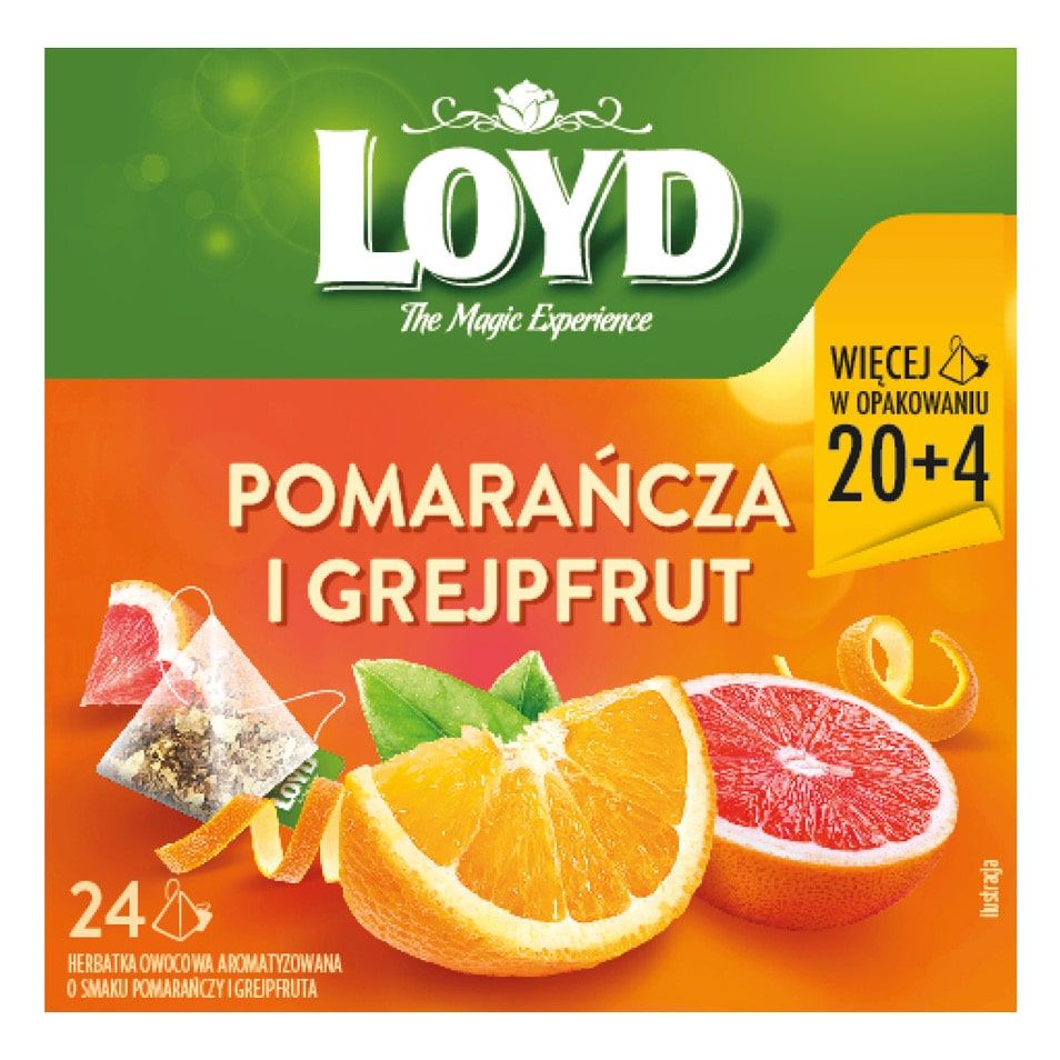 Herbatka owocowa pomarańcza grejpfrut Loyd 24x2g widok 1