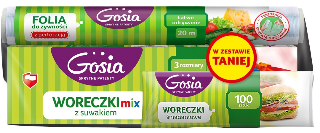 Trójpak śniadaniowy Gosia wor 12szt/100szt/fol 20m widok 1