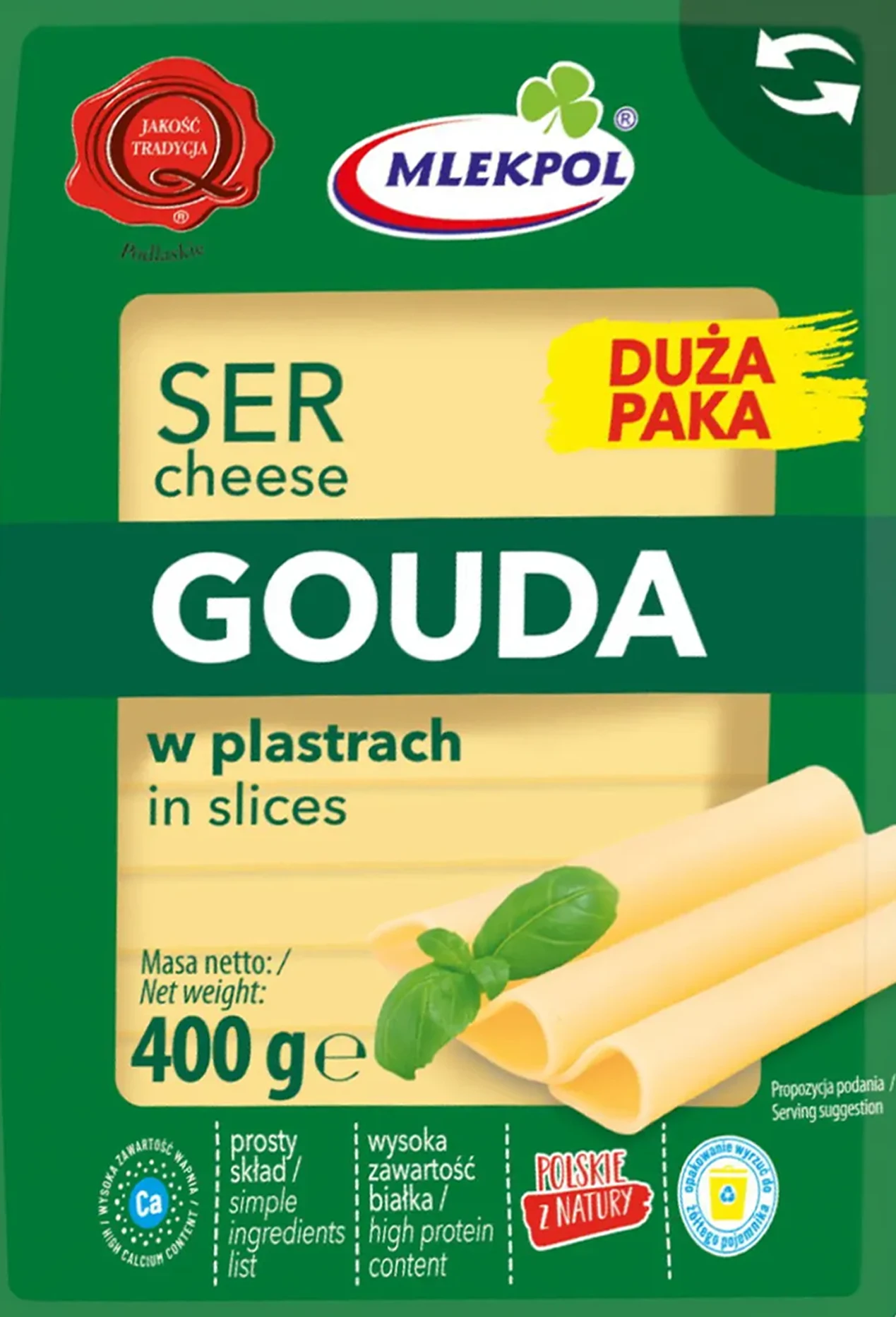 Ser Gouda Mlekpol plastry 400g widok główny