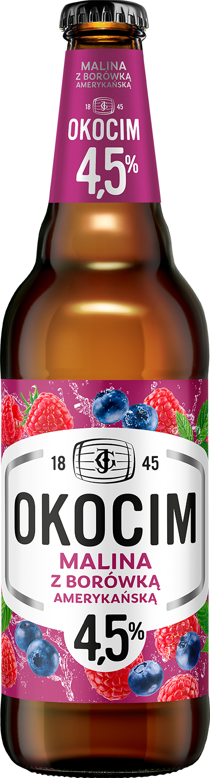 Piwo Okocim malina borówka 0,5l 4,5% but. zw. widok główny