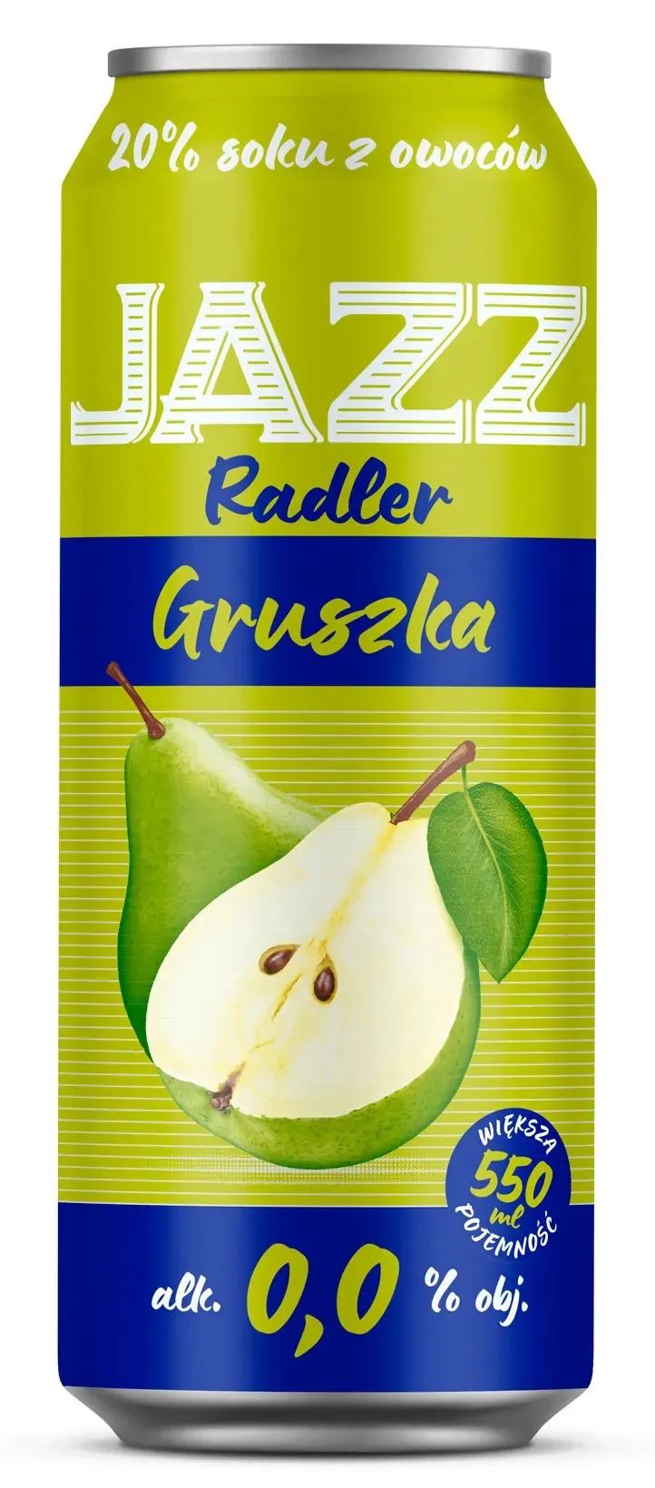 Napój bezalk. Jazz Radler gruszka 0,55l 0% puszka widok 1