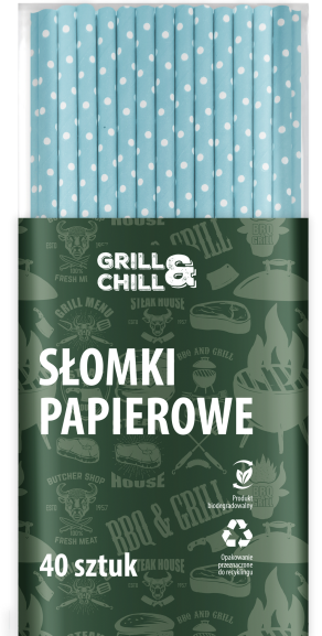 Słomki papierowe kolorowe łamane Grill&Chill 40szt widok główny 