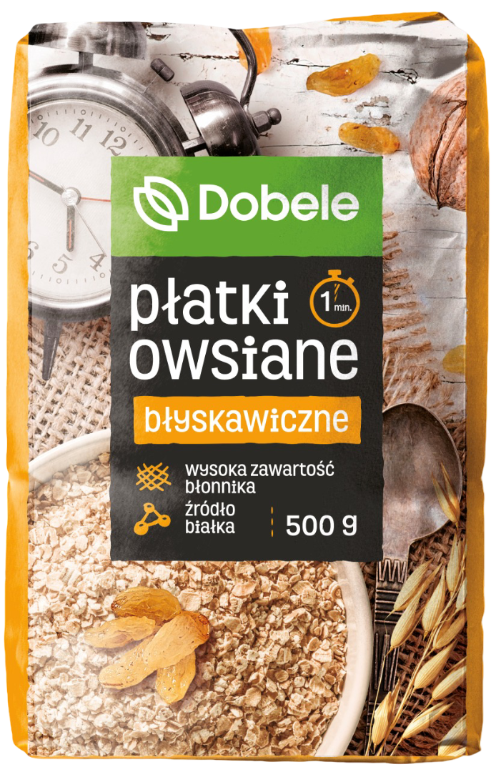 Płatki owsiane błyskawiczne Dobeles 500g widok 1