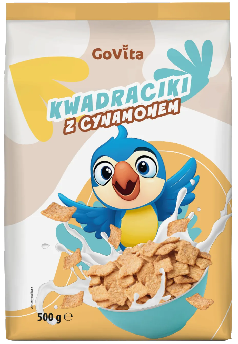 Płatki kwadraciki z cynamonem Govita 500g widok 1