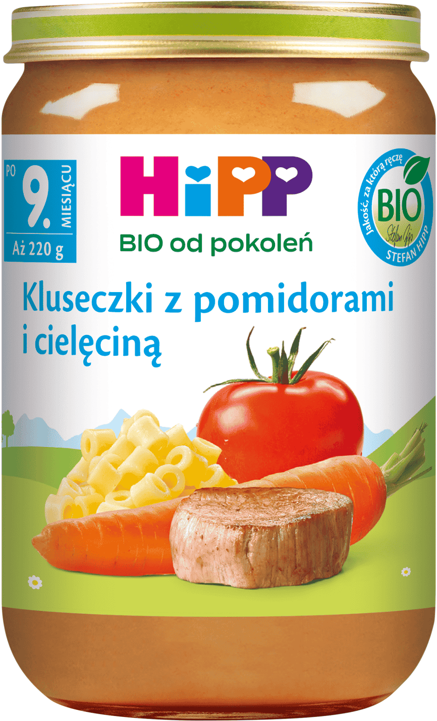 Danie kluseczki z pomidorami i cielęciną Hipp 220g widok 1