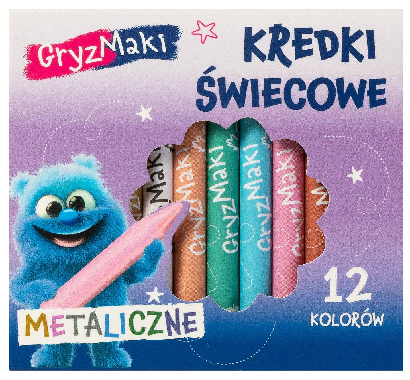 Zdjęcie produktu - Kredki świecowe neon/metal Gryzmaki 12kol mix SZ26