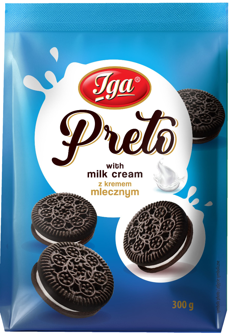 Ciastka kakaowe z kremem mlecznym Preto Iga 300g widok 1