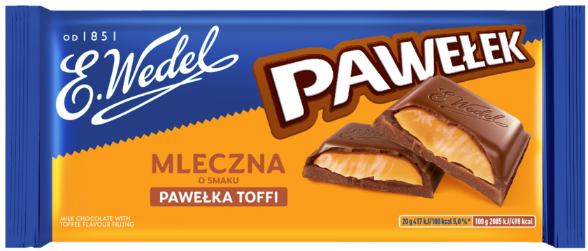 Czekolada mleczna o smaku Pawełka toffi Wedel 100g widok 1