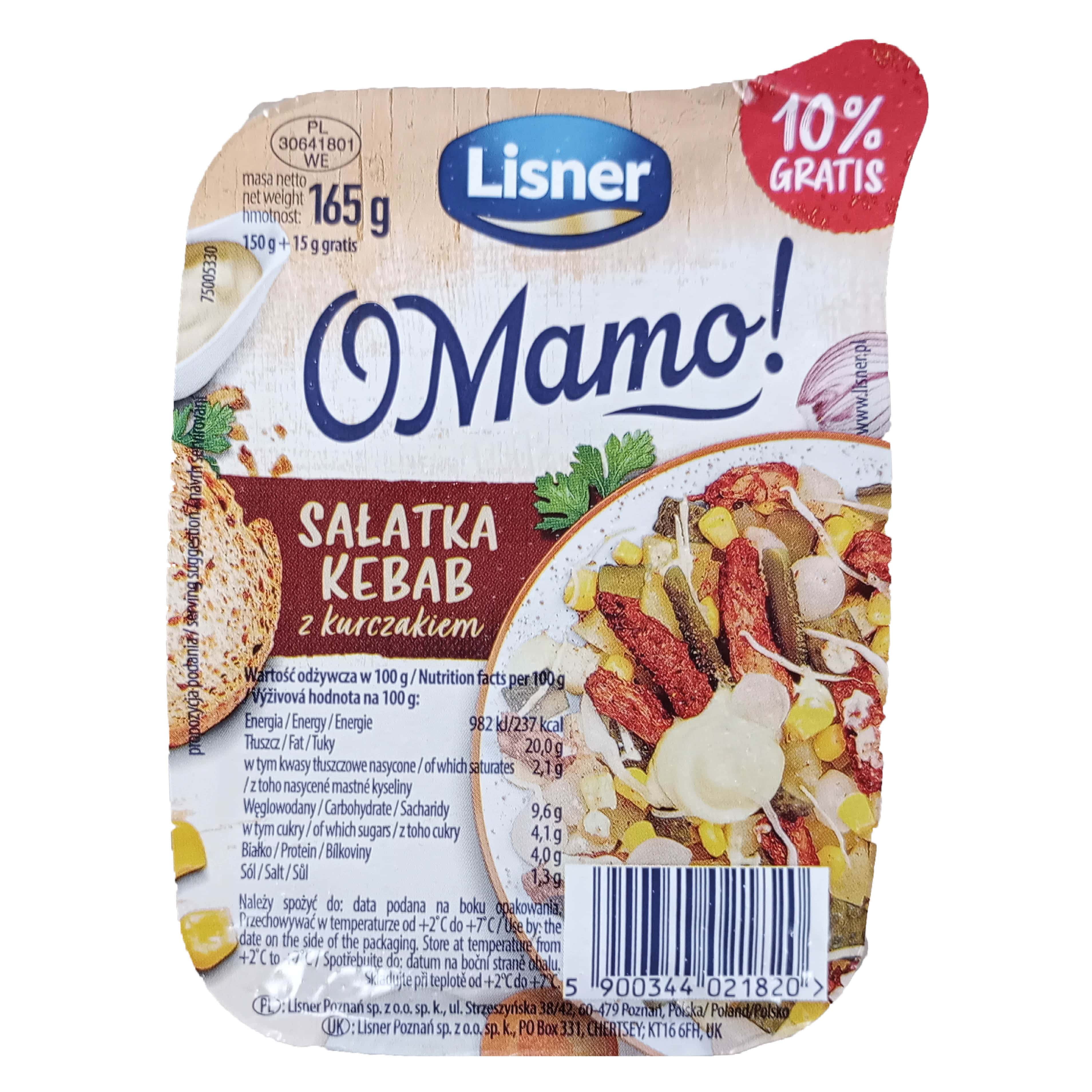 Sałatka kebab z kurczakiem Lisner 150g+10% gratis widok 1