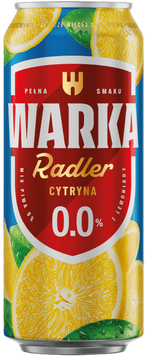 Piwo Warka radler cytryna 0,5l 0% puszka widok główny