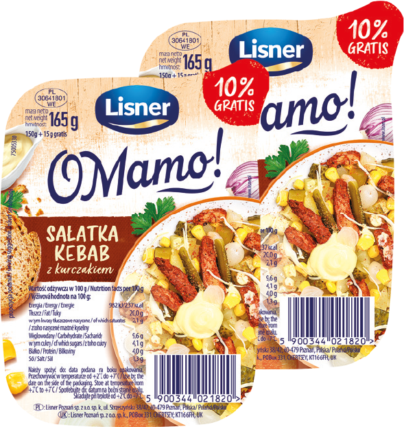 Sałatka kebab z kurczakiem Lisner 150g+10% gratis widok 1