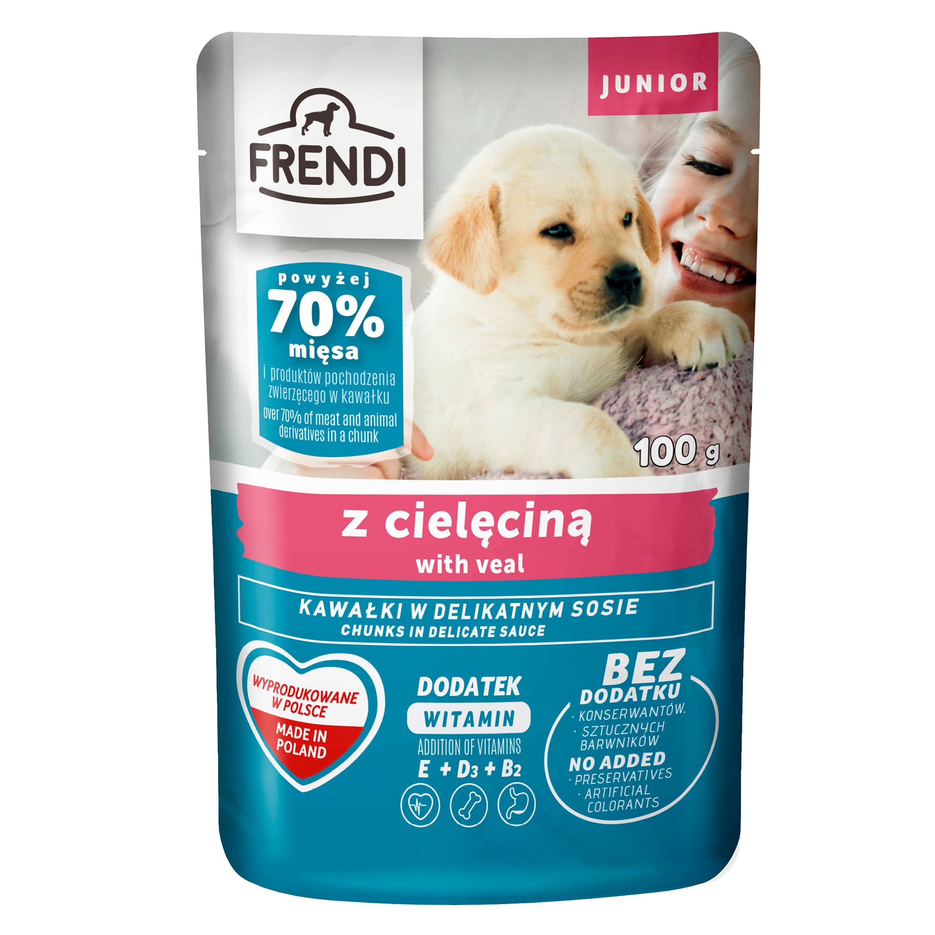 Karma dla psa mokra z cielęciną Frendi junior 100g widok 1