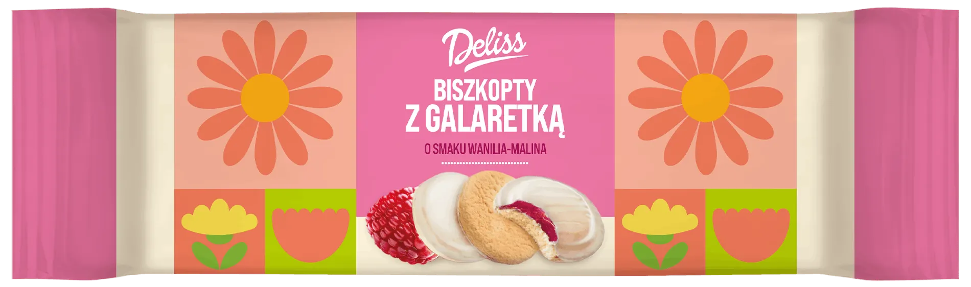 Biszkopty z galaretką wanil malin Deliss 135g WN26 widok 1