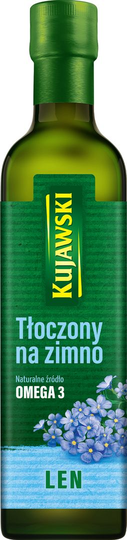 Olej lniany tłoczony na zimno Kujawski 0,5l widok 1