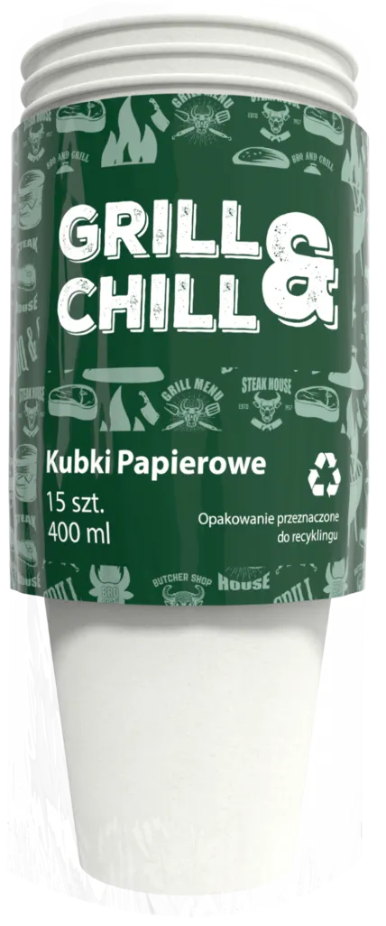 Kubki papierowe jednorazowe Grill&Chill 15x400ml widok 1