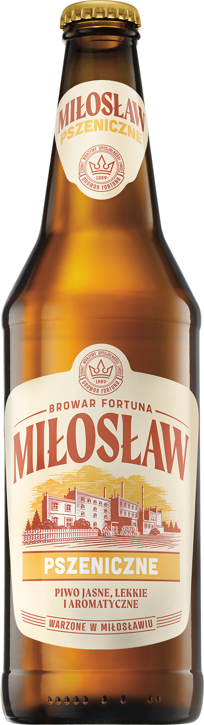 Piwo Miłosław pszeniczne 0,5l 4,6% but. zw. widok główny